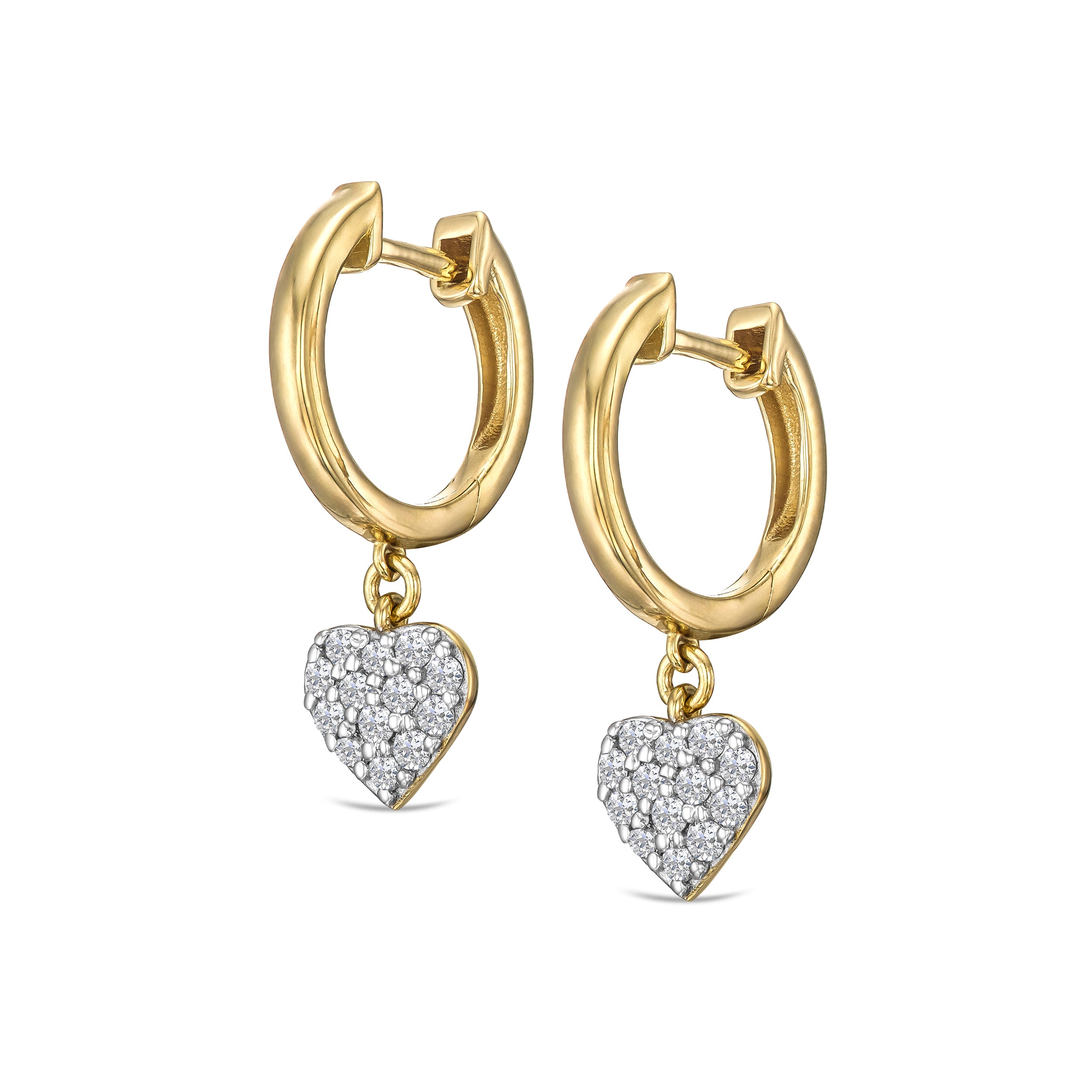 Heart Pave Drop Huggie Lab Diamond Earrings 0.29ct in 18k Gold Vermeil